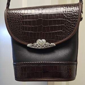 Brighton EUC Elegant Brown and Black Shoulder Strap Leather Bag and Change Purse